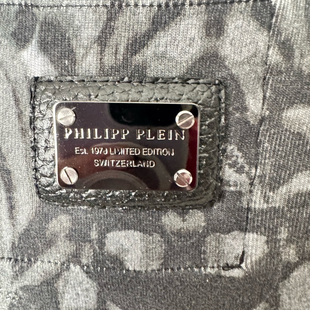Philipp Plein Couture Skull Print Cardigan S Gray Metallic Rhinestone Luxury P11 - Picture 9 of 11